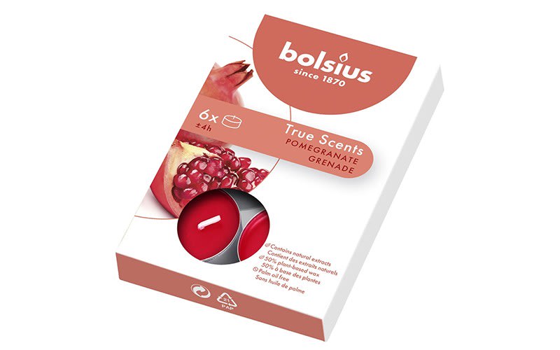 Bolsius True Scents Tealight Candles 6 PCs - Pomegranate