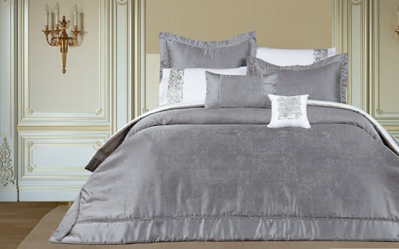 Turkish Wedding Bedspread Set 8 PCS - King Grey