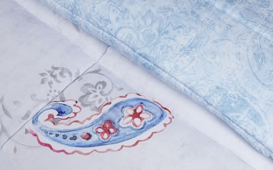Valentini Comforter Set 6 PCS - King White & Blue