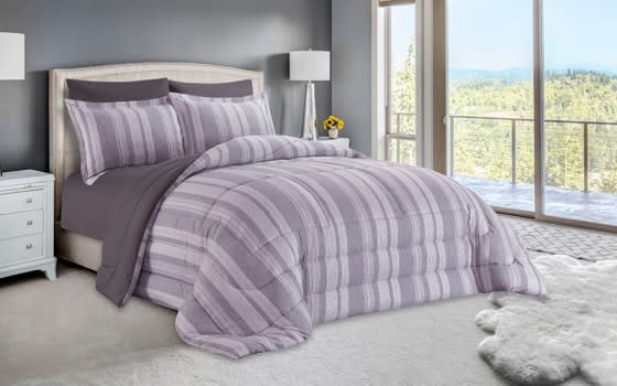 Valentini Comforter Set 6 PCS - King Purple