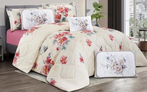 Zamzam Home Comforter Set 7 PCs - King Cream