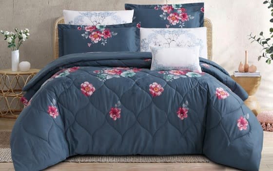 Zamzam Home Comforter Set 5 PCs - Single Navy
