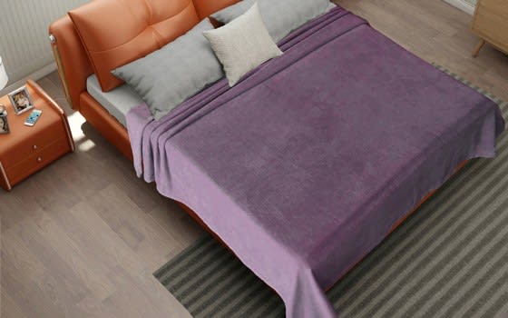 Feather Furry Blanket 1 Ply - Single L.Purple