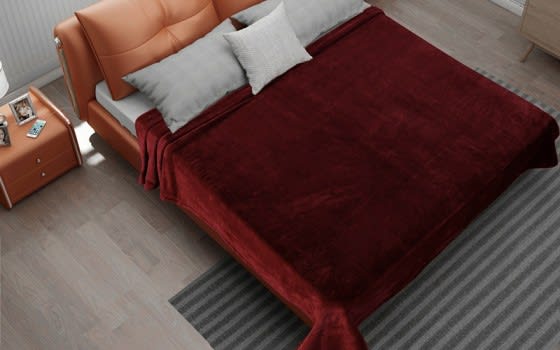 Feather Furry Blanket 1 Ply - King Burgundy