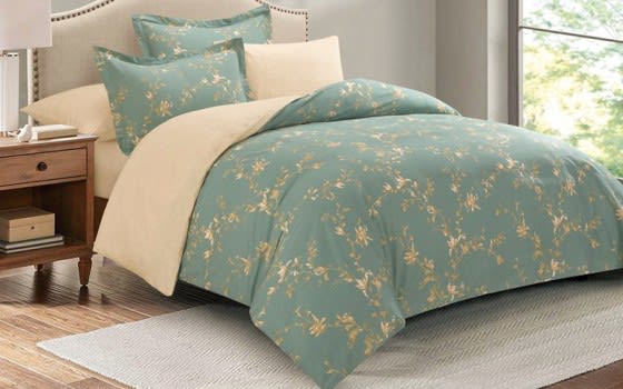 Maestro Cotton Comforter Set 6 PCS - King Green & Beige