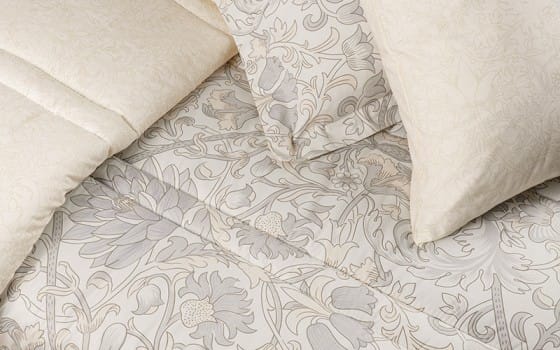 Maestro Cotton Comforter Set 4 Pcs - Single White & Grey