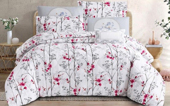 Zamzam Home Comforter Set 7 PCs - King White & Burgundy