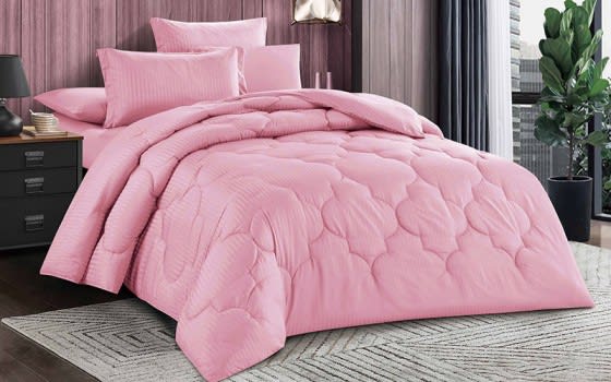 Alissa Striped Comforter Set 4 Pcs - Single Pink