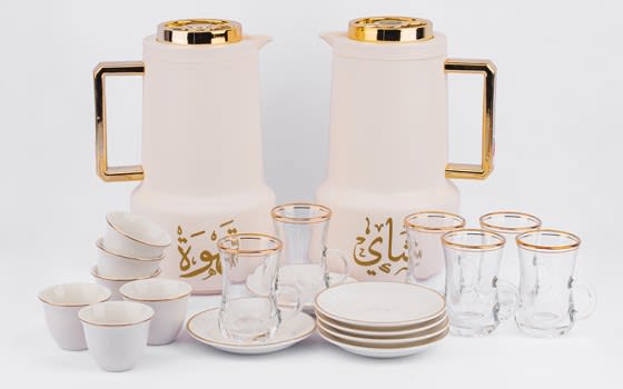 طقم ضيافة قهوة عربية و شاي 20 قطعة - أبيض