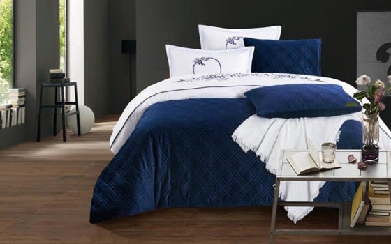 Royal Velvet Comforter Set 6 PCS - King Blue