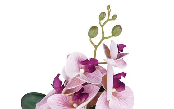 Ceramic Vase with Decorative Orchid Flower 1 PC - L.Pink