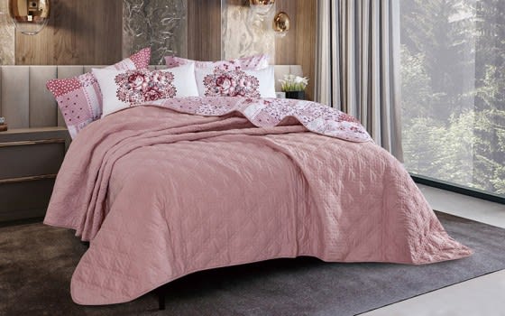 Feather Land Cotton BedSpread Set 4 Pcs- Single Pink
