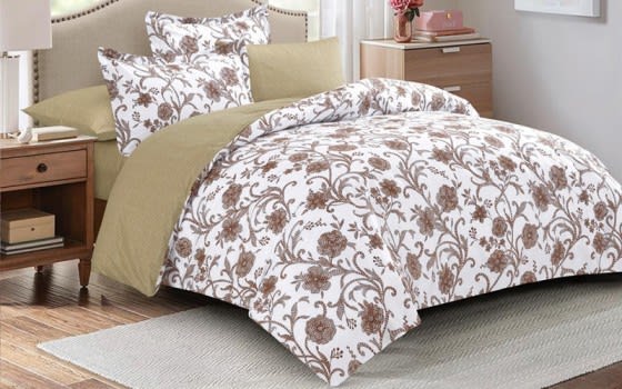 Maestro Cotton Quilt Cover Set 6 PCS Without Filling - Queen White & Brown