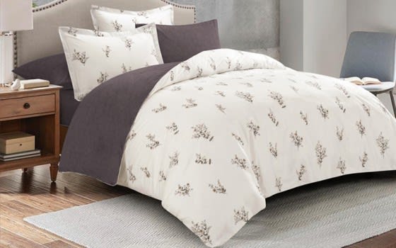 Maestro Cotton Comforter Set 6 PCS - Queen White & Grey