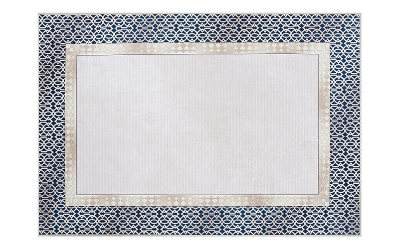 Armada Waterproof Carpet - ( 180 X 280 ) cm Off White & Navy ( Without White Edges )