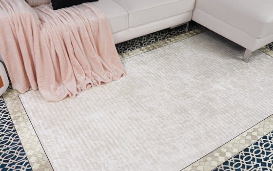 Armada Waterproof Carpet - ( 180 X 120 ) cm Off White & Navy ( Without White Edges )