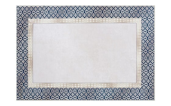 Armada Waterproof Carpet - ( 180 X 120 ) cm Off White & Navy ( Without White Edges )