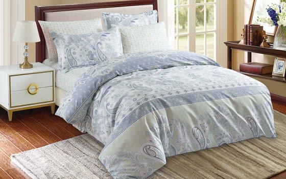 Casa Comforter Set 4 PCS - Single White & Blue