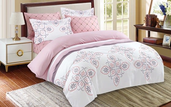 Casa Comforter Set 4 PCS - Single White & Pink