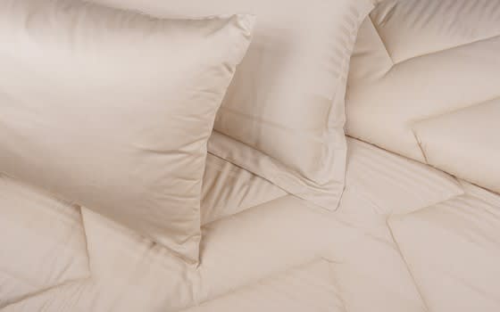Judy Stripe Cotton Comforter Set 4 Pcs - Single Beige