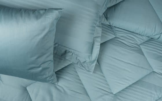 Judy Stripe Cotton Comforter Set 4 Pcs - Single Turquoise