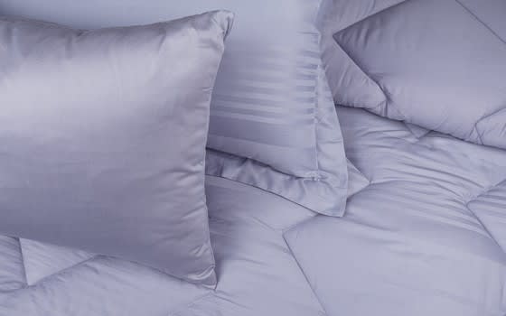 Judy Stripe Cotton Comforter Set 4 Pcs - Single Grey
