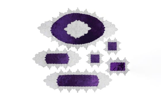 Turkish Embroidered Table Mat Set 6 PCS - Purple