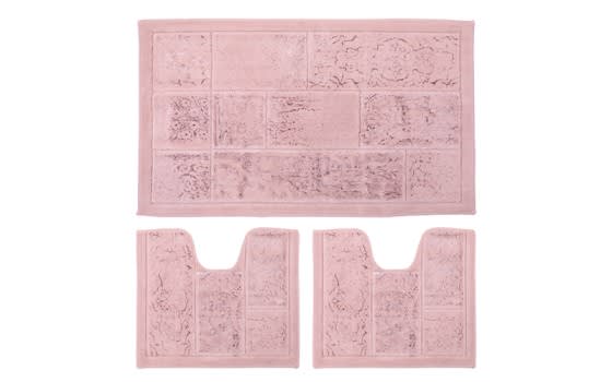 Cotton Bath mat 3 PCS - Pink