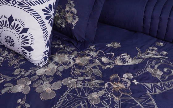 Lauren Embroidered Comforter Set 6 PCS - King Blue