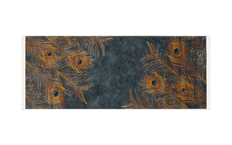 سجاد بامبو الفاخر - ( 200 × 80 ) سم كحلي وأورانج