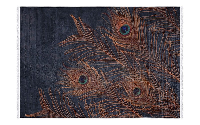 سجاد بامبو الفاخر - ( 120 × 180 ) سم كحلي وأورانج