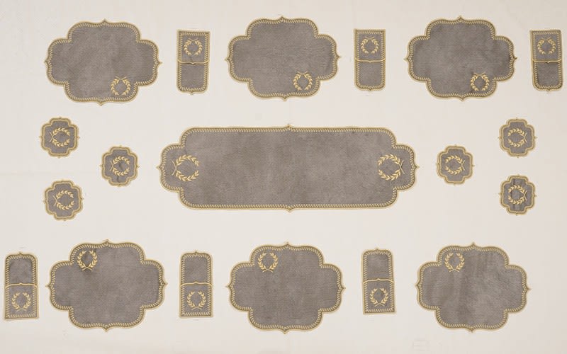 Turkish Armada leather Table Mat Set 19 PCS Grey Gold