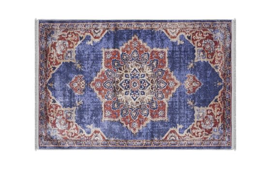Bamboo Premium Carpet - ( 120 X 180 ) cm Blue & Burgundy