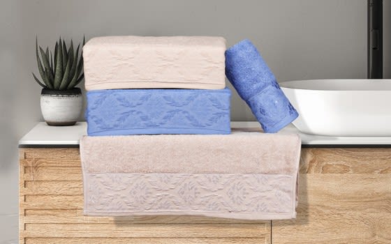 Armada Turkish Cotton Towels 4 Pcs - Blue & L.Beige