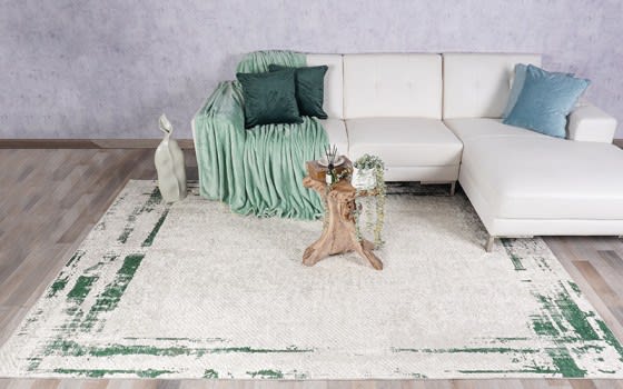 Armada Waterproof Carpet - ( 180 X 280 ) cm Off White & Green