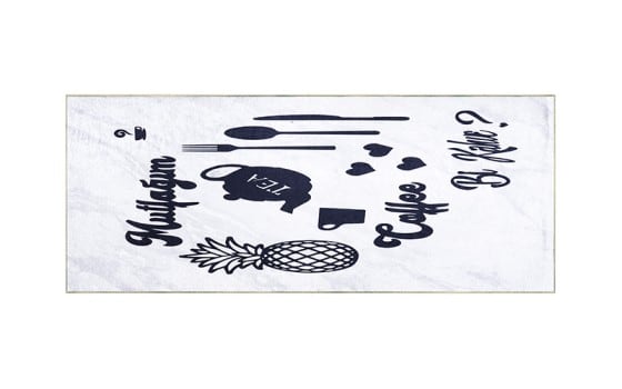 Armada Waterproof kitchen Carpet - (200 X 80 ) cm Off White & Black
