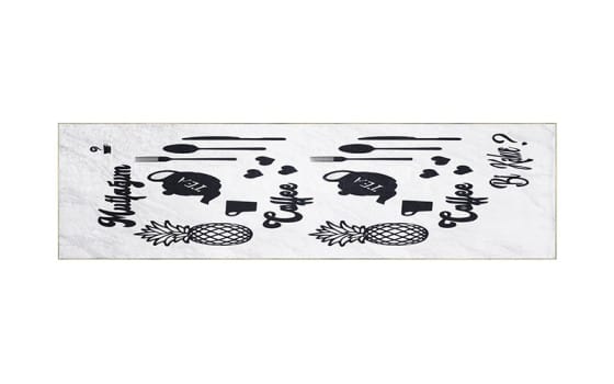 Armada Waterproof kitchen Carpet - (300 X 80 ) cm Off White & Black
