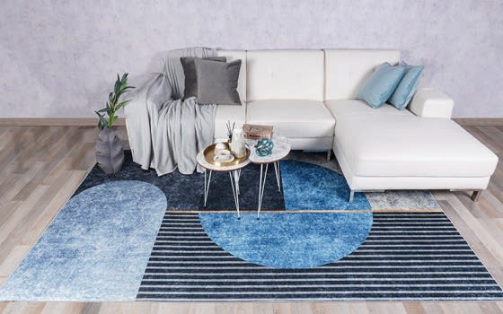 Armada Waterproof Carpet - ( 180 X 280 ) cm Blue & Grey
