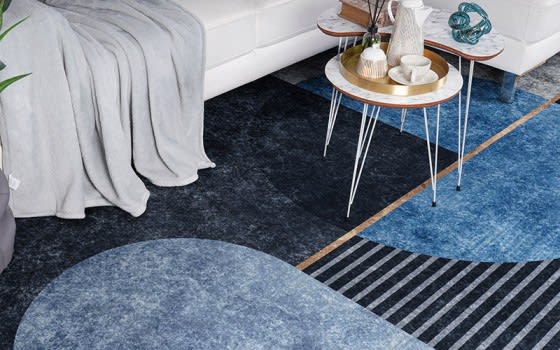 Armada Waterproof Carpet - ( 120 X 180 ) cm Blue & Grey