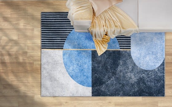 Armada Waterproof Carpet - ( 180 X 280 ) cm Blue & Grey
