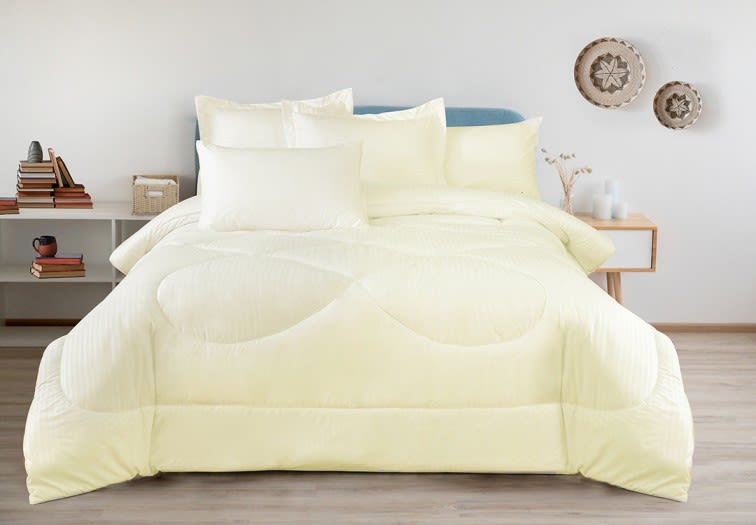 Armada Stripe Hotel Comforter Set 4 PCS - King Cream