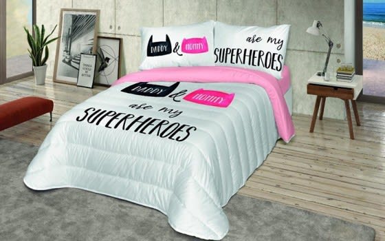 Awesom Kids Comforter Set 4 PCS - White & Pink