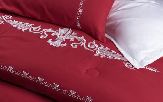 Palace Embroidered Comforter Set 6 PCS - King Red