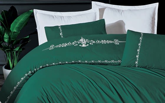 Palace Embroidered Comforter Set 6 PCS - King Green & Silver