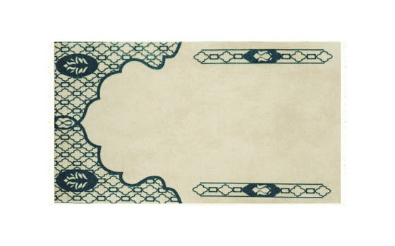 سجادة صلاة ميموري فوم من أرمادا - ( 65 × 120 )  سم - أوف وايت و أزرق