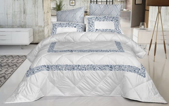 Chay Comforter Set 6 PCS - King White & Blue
