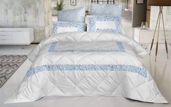Chay Comforter Set 6 PCS - King White & L.Blue