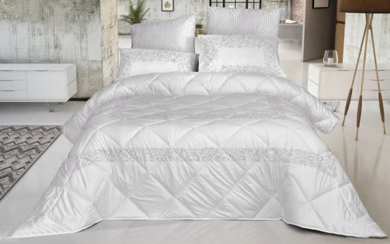 Chay Comforter Set 6 PCS - King White & Grey