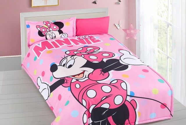 Disney Minni Mouse Comforter Set 4 PCS - Pink & Black