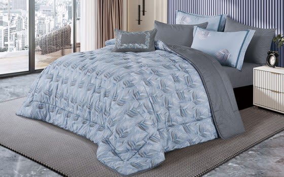 Virginia Cotton Comforter Set 7 PCS - King Blue